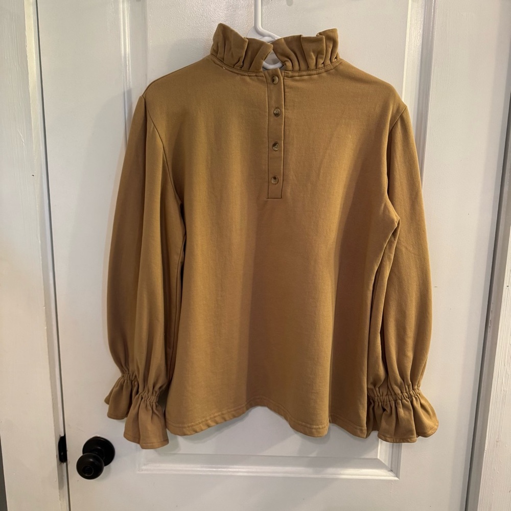 Elizabeth Wilson Design Mary Louise Sweatshirt Medium Camel Brown - Picture 2 of 9